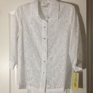 Sheer shirt. Never worn and kept in garment bag.