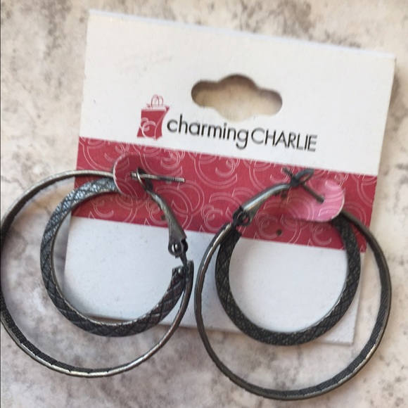 Antiqued Silver Hoop Earrings never worn