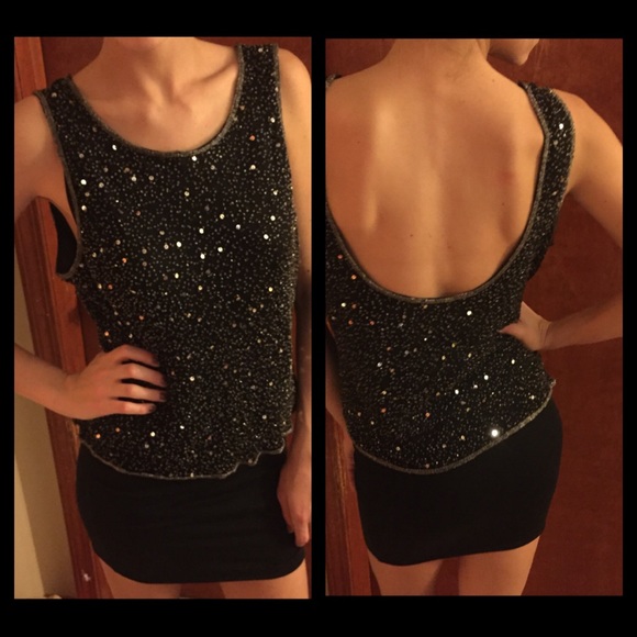 Hand Beaded VTG Tank with Low Back - Picture 4 of 4