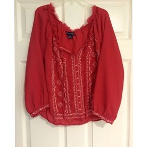 💥SALE💥 Coral Peasant Top