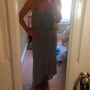 Beautiful Black and White Striped maxi Dress