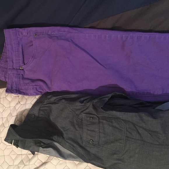 Purple skinny jeans and express shirt bundle