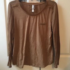 Caramel brown suede long sleeve shirt