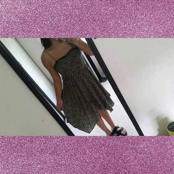 Black & Cream Asymmetrical Dress