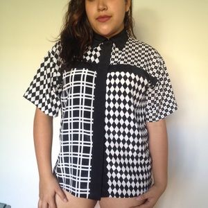 Black & White Patterned Button up