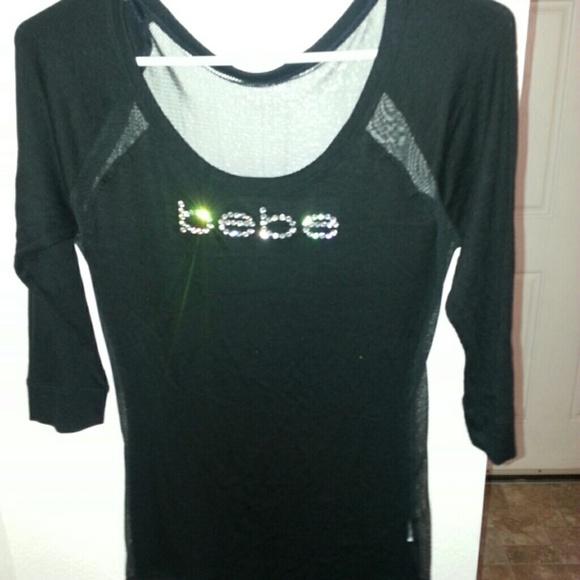 3/4 sleeve Bebe logo top
