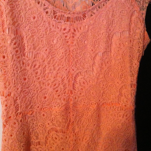 Peachy-Coral Lace Dress - Picture 3 of 3