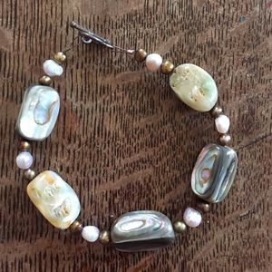 Natural stone fresh water pearl bracelet