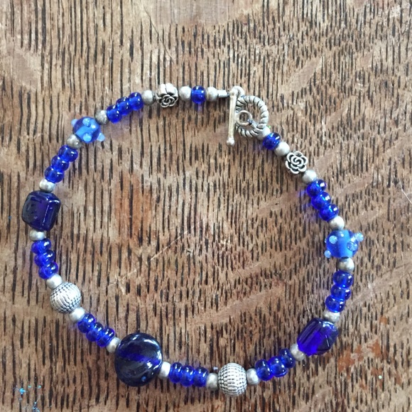 Cobalt blue and sterling bracelet
