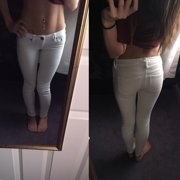 White bullhead skinny jeans