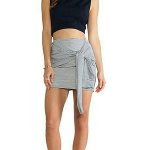 J.O.A. two-fer striped skirt