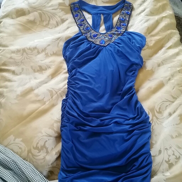 Ruffle  blue short dress