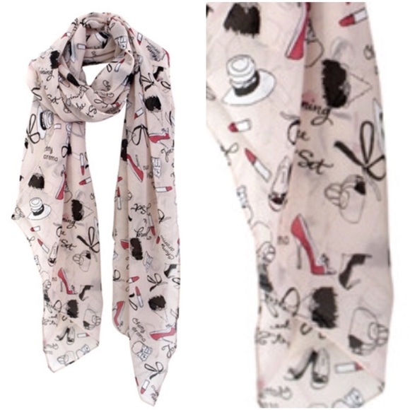 Cozy Boutique  Accessories - 💄LIGHT PINK GORGEOUS SCARF WITH MAKE-UP PRINT