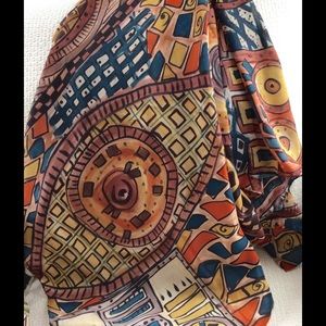 Geometric Print Silk Scarf NWOT