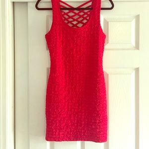 Red textured cocktail dress