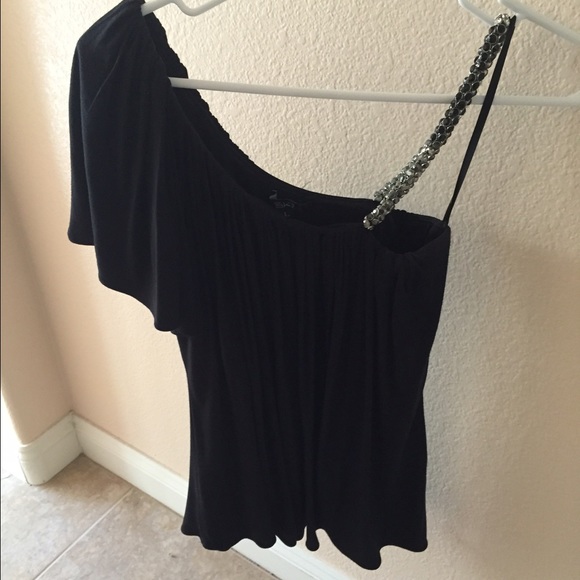 Gorgeous one shoulder Sky top with beaded strap