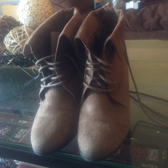 Brown suede booties