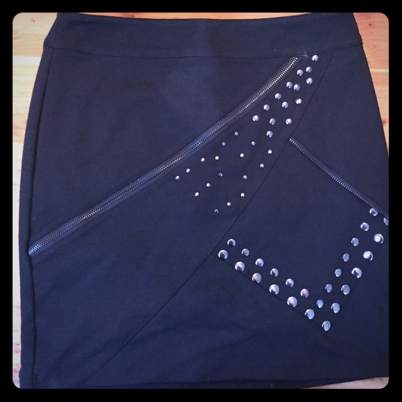 Black and silver studded Kardashian skirt