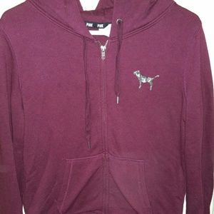 SOLD!!!!! VS PINK htf maroon bling zip up