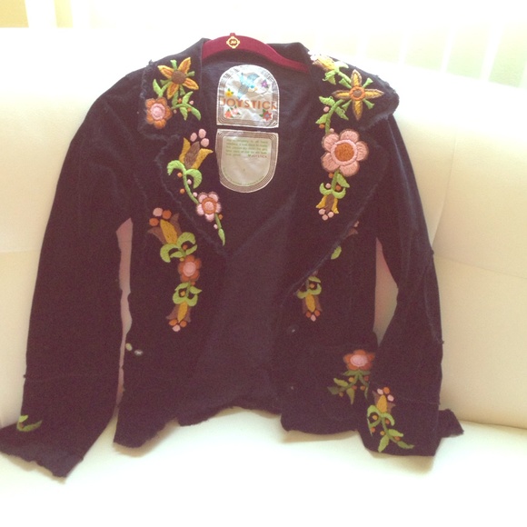 Black jacket with hand stitched embroidery