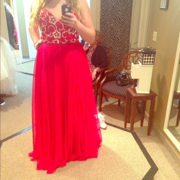 Sherri Hill red, beaded prom/formal gown