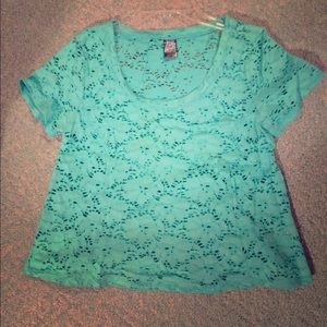 Free People Floral Appliqué Crop Top