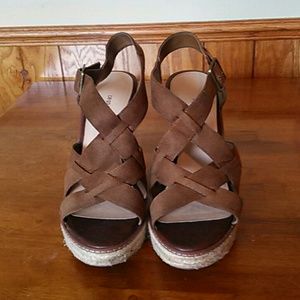 Brown wedge sandals