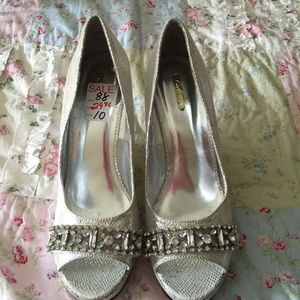 Silver wedge heels