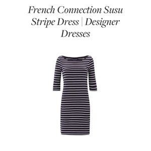 French Connection Black and White Striped Dress