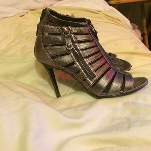 Guess platinum patent gladiator heels