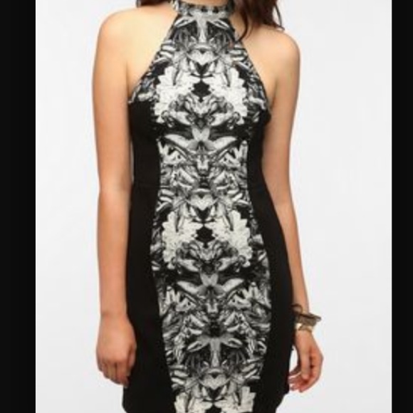 Black and white halter top dress