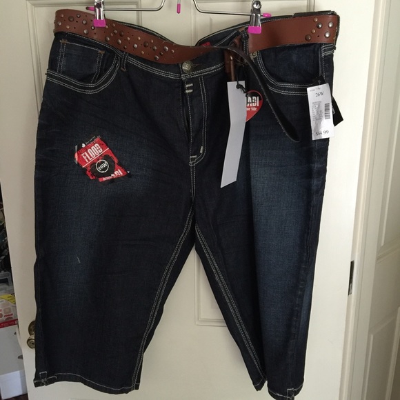 Knee length denim shorts