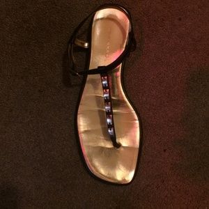 Banana Republic gold and brown Mariah T- strap.