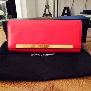 Amazing YSL LUTETIA LEATHER FLAP CLUTCH