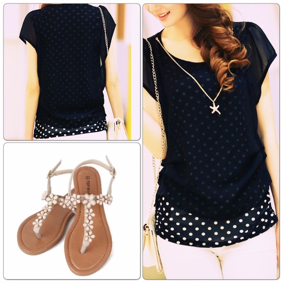 Tops - Polka Dot Chiffon Double Layered Blouse🍃🌸🌿