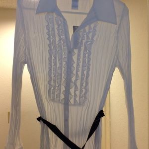 Sheer white button top.