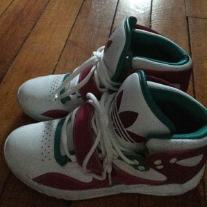Adidas pink teal & white