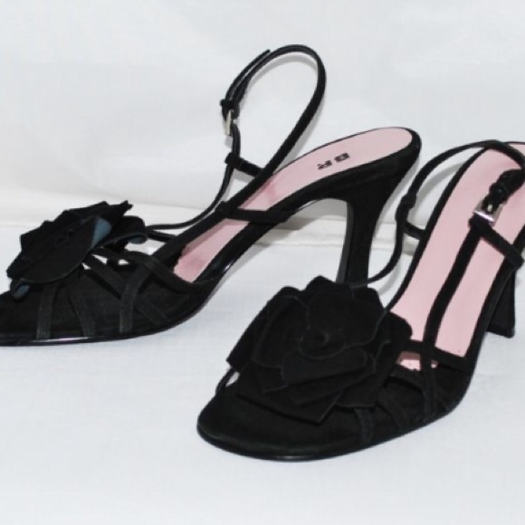 Bp. Authentic black with flower leather/suede heel