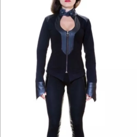 S&G Keyhole Jacket Couture  Leather Cotton Black - Picture 2 of 4