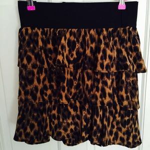 Leopard print ruffle skirt