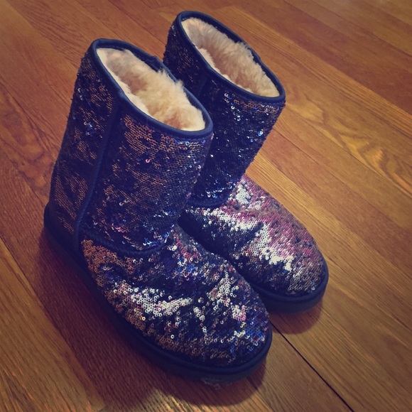Blue and silver sequined Uggs