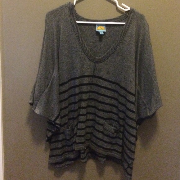 C&C California grey striped poncho