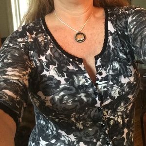 H&M blush n black floral cotton modal sweater