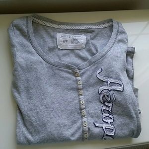 light grey long sleeve henley shirt