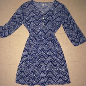 Navy and White Patterned Dress