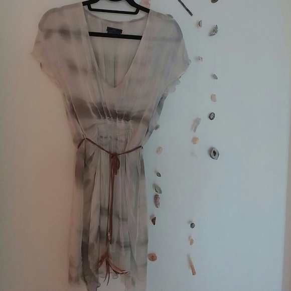 Obey cream and grey tie dye festival dress