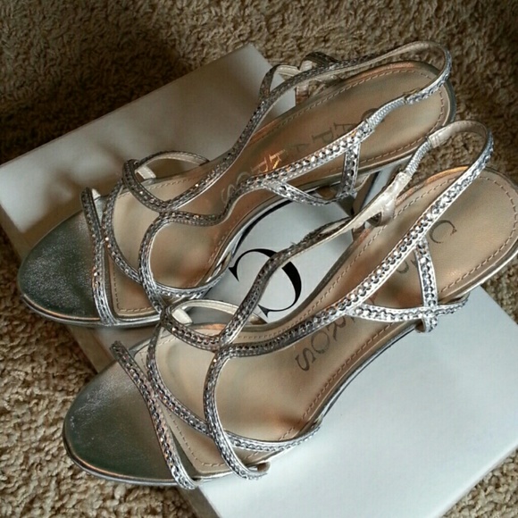 Silver rhinestone heels!