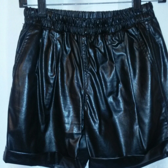 Pleather cuff shorts