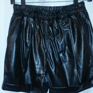 Pleather cuff shorts