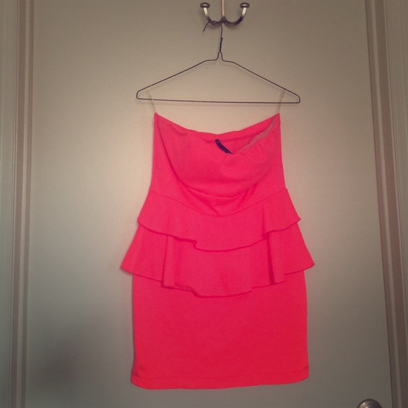 Bright coral peplum dress